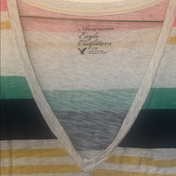 V Neck multi-colored T Shirt - Picture 2 of 4